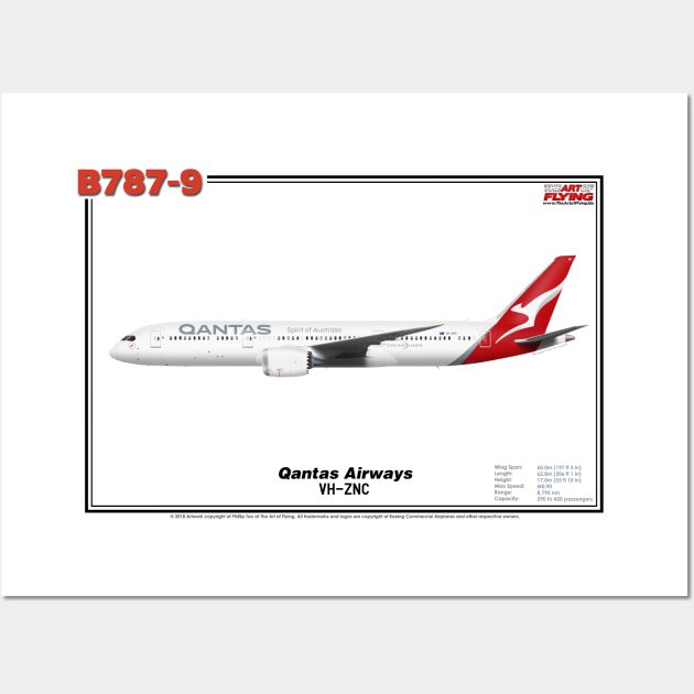 Boeing B787-9 - Qantas Airways (Art Print) Wall Art by TheArtofFlying